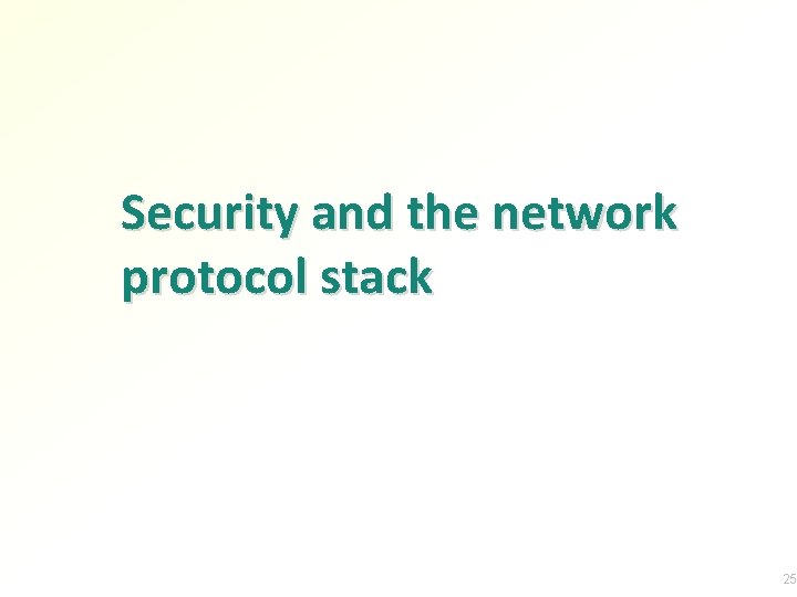 Security and the network protocol stack 25 