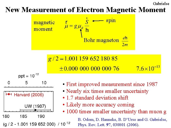 New Measurement of the Electron Moment and