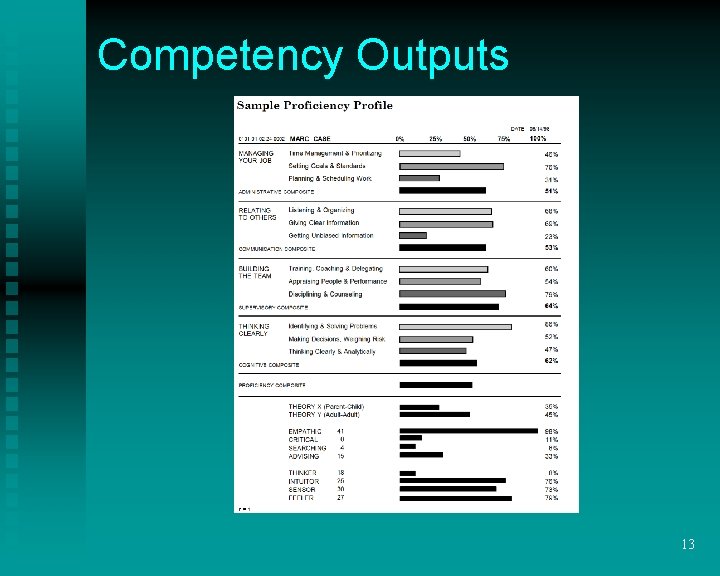 Competency Outputs 13 Competency Outputs 13