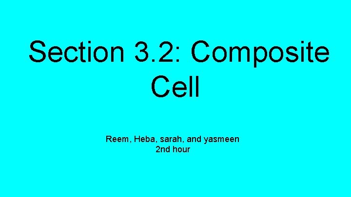 Section 3. 2: Composite Cell Reem, Heba, sarah, and yasmeen 2 nd hour 