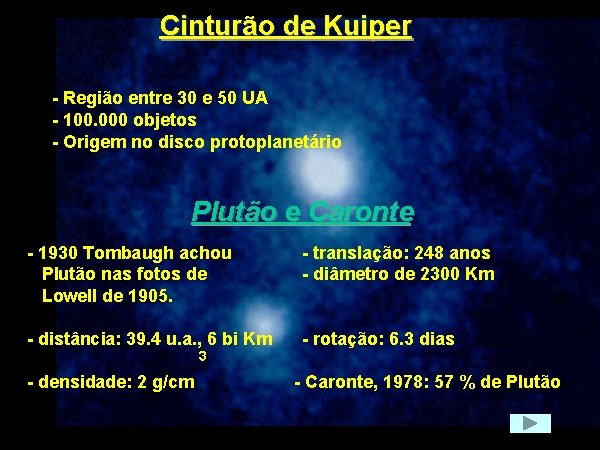Cinturão de Kuiper - Região entre 30 e 50 UA - 100. 000 objetos