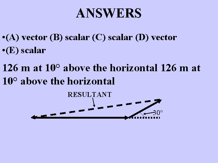 ANSWERS • (A) vector (B) scalar (C) scalar (D) vector • (E) scalar 126
