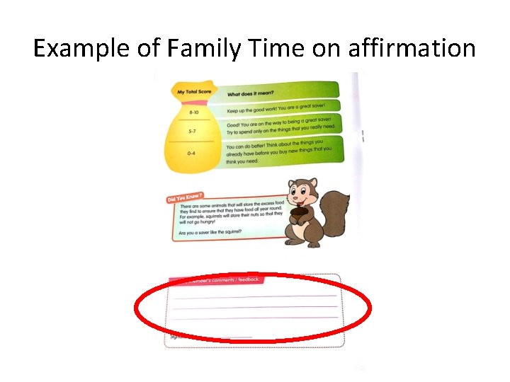 Example of Family Time on affirmation 