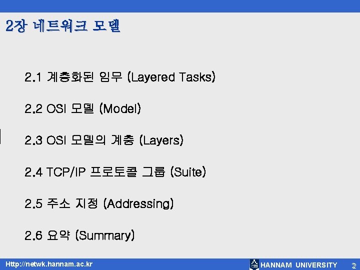 2장 네트워크 모델 2. 1 계층화된 임무 (Layered Tasks) 2. 2 OSI 모델 (Model)