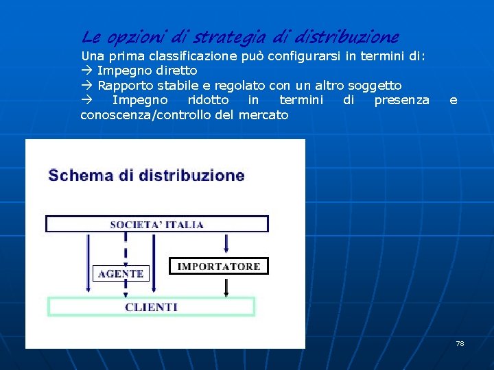 Le opzioni di strategia di distribuzione Una prima classificazione può configurarsi in termini di: