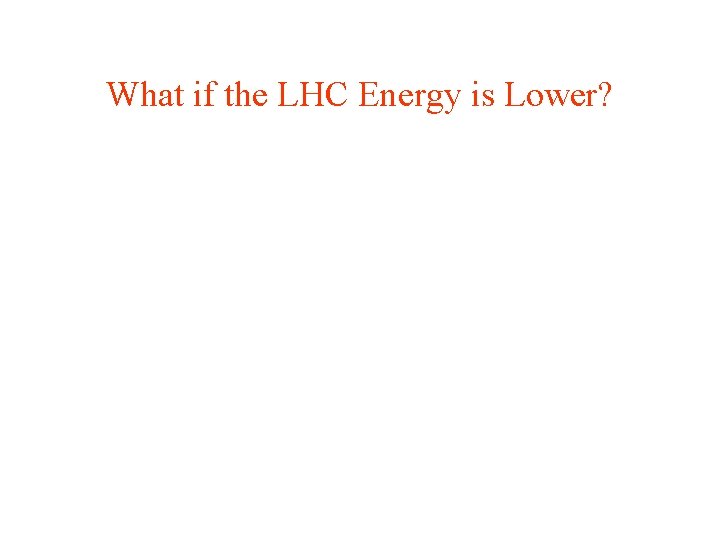 What if the LHC Energy is Lower? What if the LHC Energy is Lower?