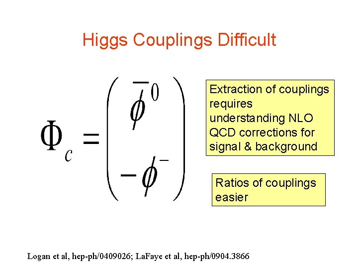 Higgs Couplings Difficult Extraction of couplings requires understanding NLO QCD corrections for signal & Higgs Couplings Difficult Extraction of couplings requires understanding NLO QCD corrections for signal &
