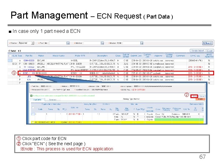 Part Management – ECN Request ( Part Data ) ■ In case only 1