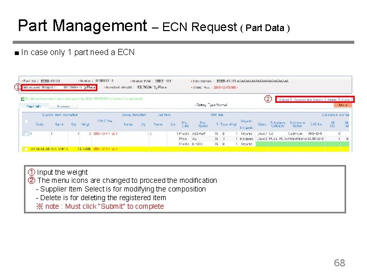 Part Management – ECN Request ( Part Data ) ■ In case only 1