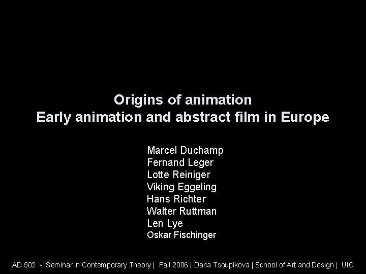 Origins of animation Early animation and abstract film in Europe Marcel Duchamp Fernand Leger