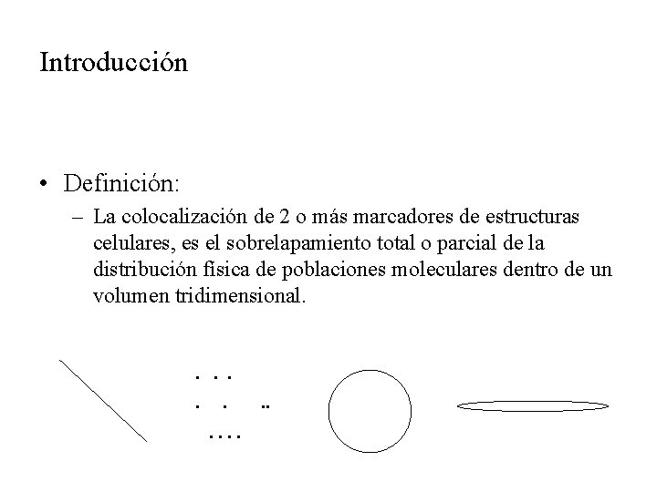 Introducción • Definición: – La colocalización de 2 o más marcadores de estructuras celulares,