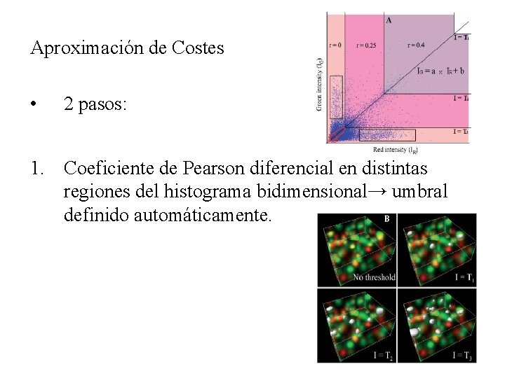 Aproximación de Costes • 2 pasos: 1. Coeficiente de Pearson diferencial en distintas regiones