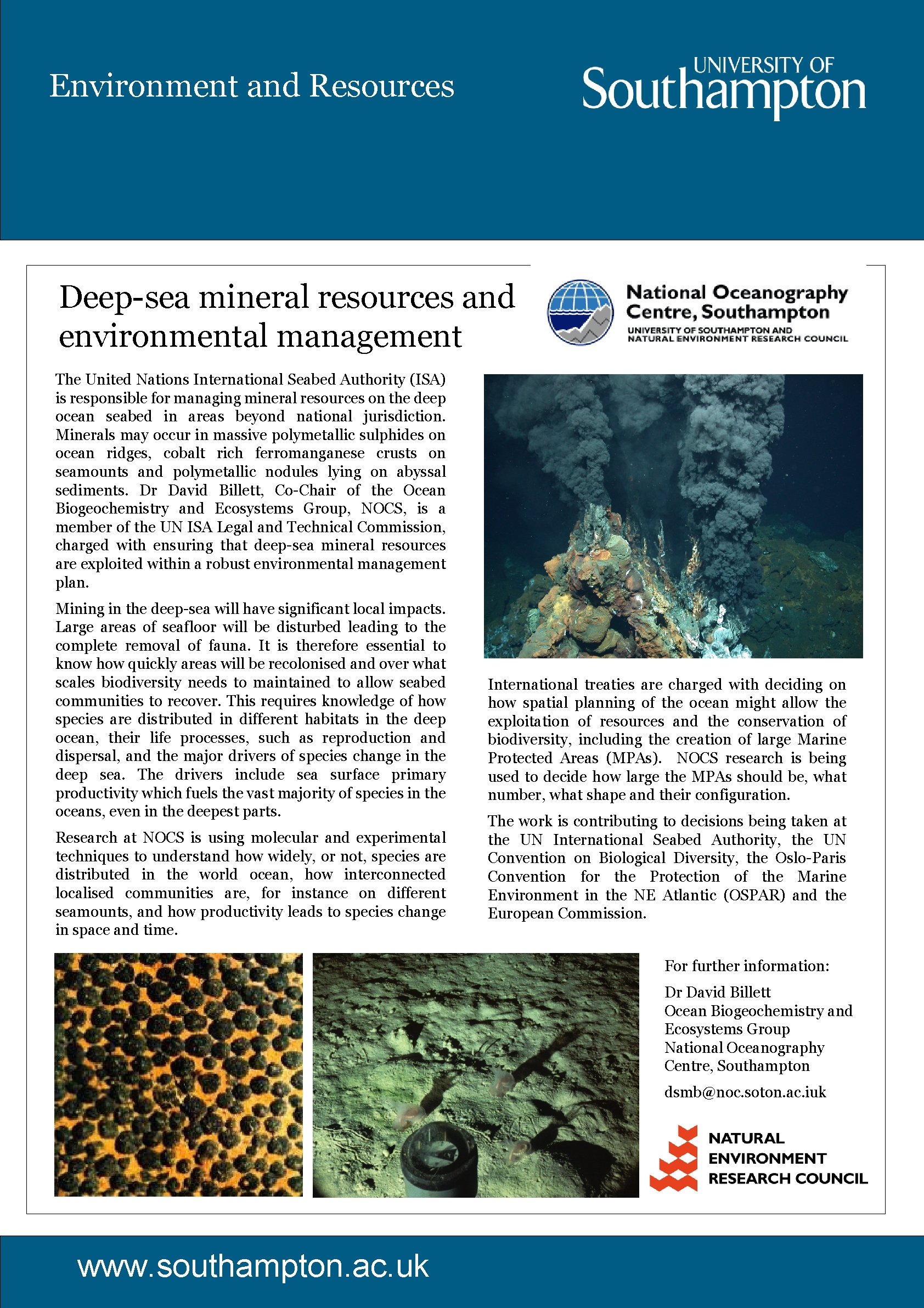 Environment and Resources Deep-sea mineral resources and environmental management The United Nations International Seabed