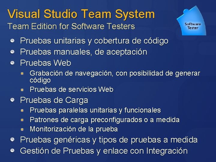 Visual Studio Team System Team Edition for Software Testers Pruebas unitarias y cobertura de