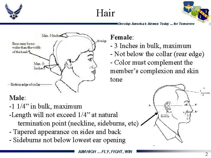 Hair Develop America's Airmen Today. . . for Tomorrow Female: - 3 Inches in
