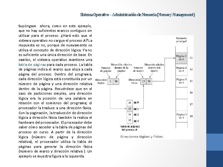Sistema Operativo – Administración de Memoria (Memory Management) Supóngase ahora, como en este ejemplo,