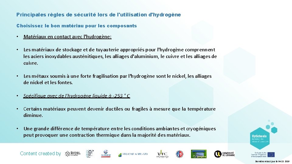 Principales règles de sécurité lors de l'utilisation d'hydrogène Choisissez le bon matériau pour les