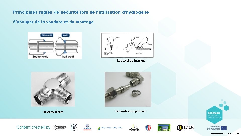 Principales règles de sécurité lors de l'utilisation d'hydrogène S'occuper de la soudure et du