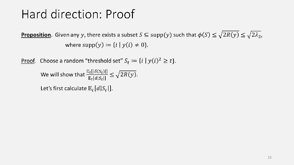 Hard direction: Proof 10 