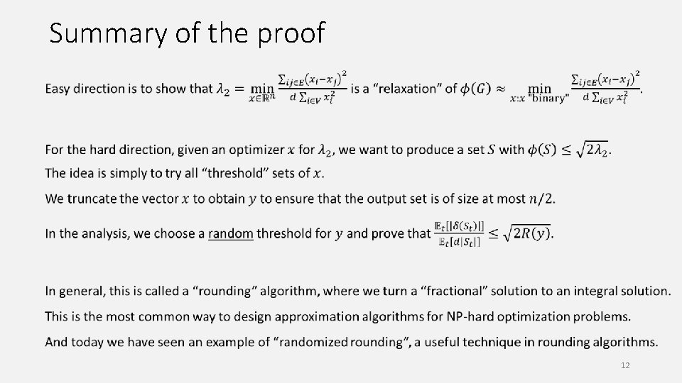 Summary of the proof 12 