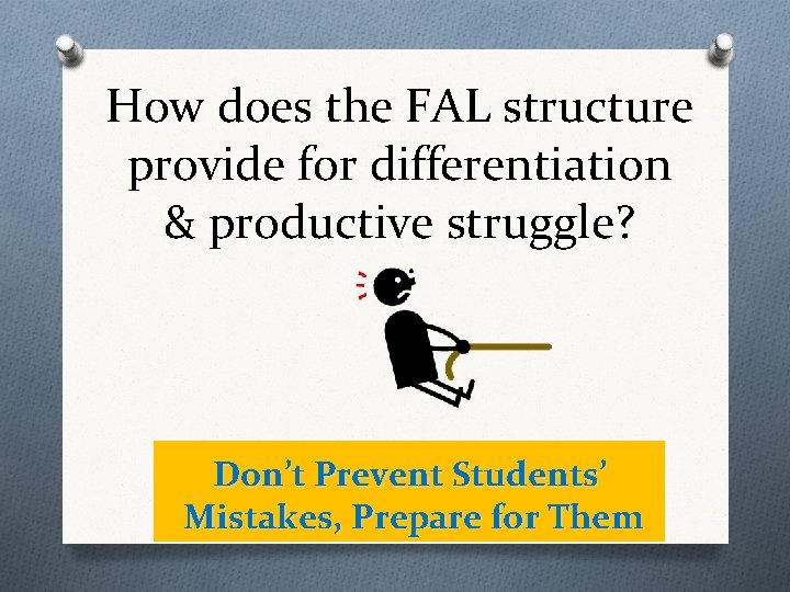 How does the FAL structure provide for differentiation & productive struggle? Don’t Prevent Students’