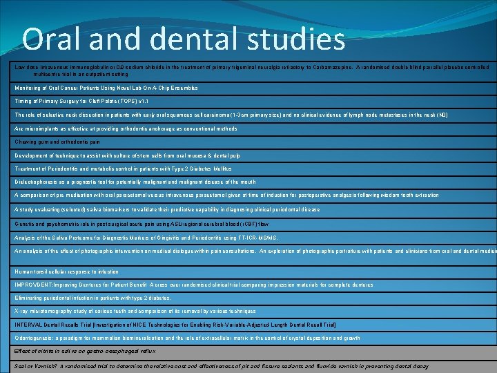 Oral and dental studies Low dose intravenous immunoglobulin or 0. 9 sodium chloride in