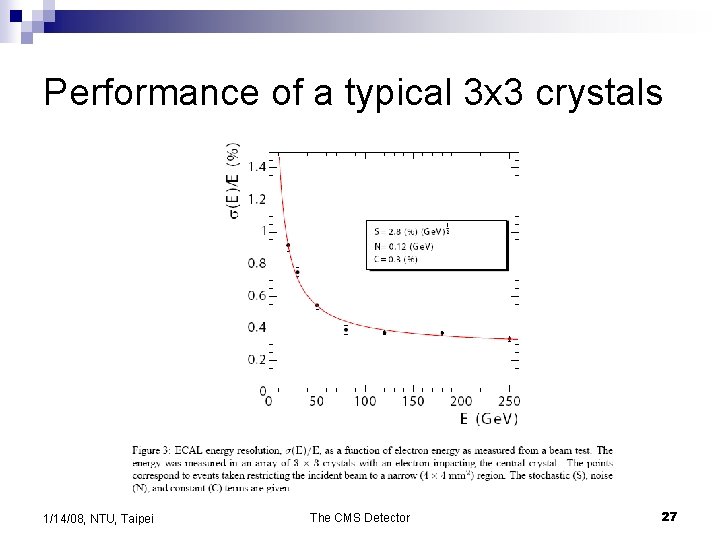 Performance of a typical 3 x 3 crystals 1/14/08, NTU, Taipei The CMS Detector