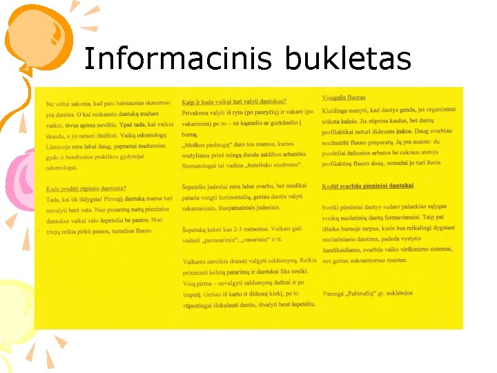 Informacinis bukletas Informacinis bukletas