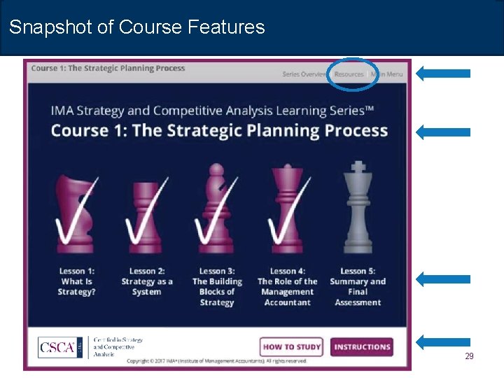 Snapshot of Course Features 29 