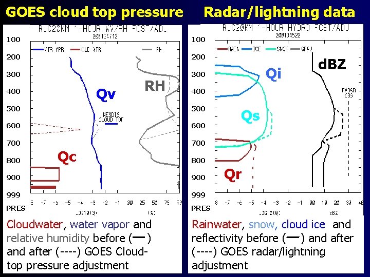 GOES cloud top pressure 100 Radar/lightning data 100 200 300 Qv 400 RH 400