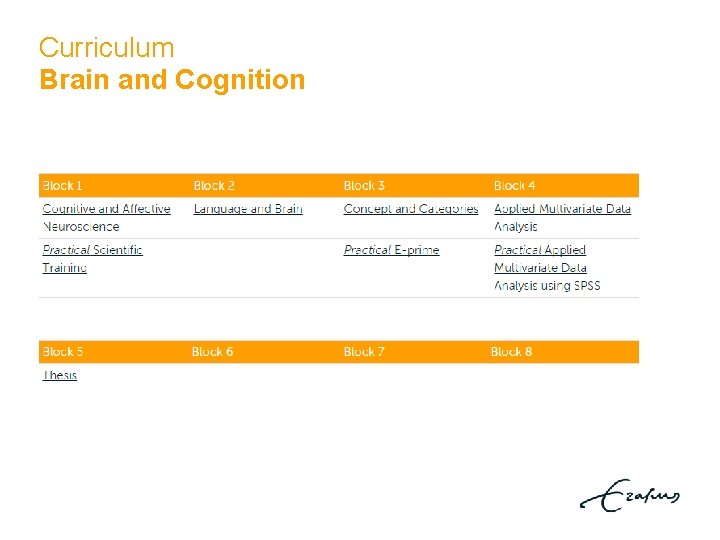 Curriculum Brain and Cognition 