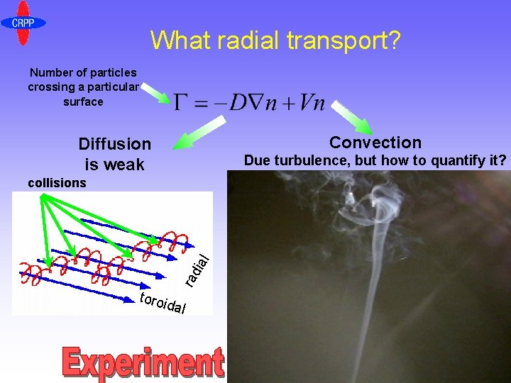 What radial transport? Number of particles crossing a particular surface Convection Diffusion is weak