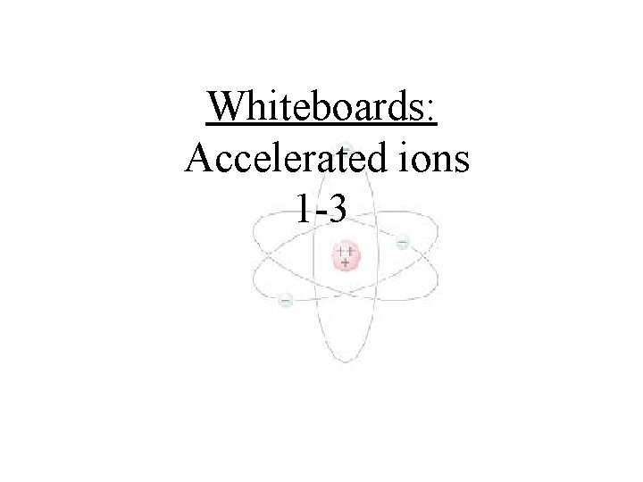 Whiteboards: Accelerated ions 1 -3 