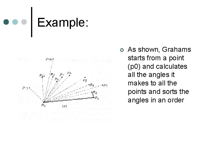 Example: ¢ As shown, Grahams starts from a point (p 0) and calculates all