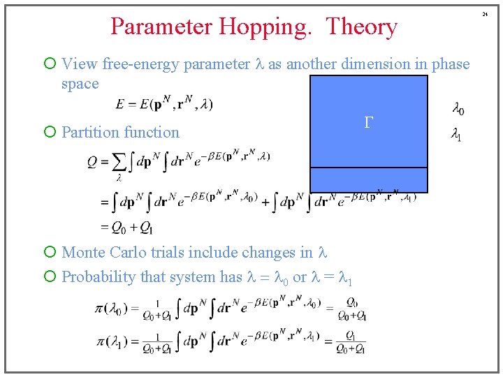 Parameter Hopping. Theory ¡ View free-energy parameter l as another dimension in phase space