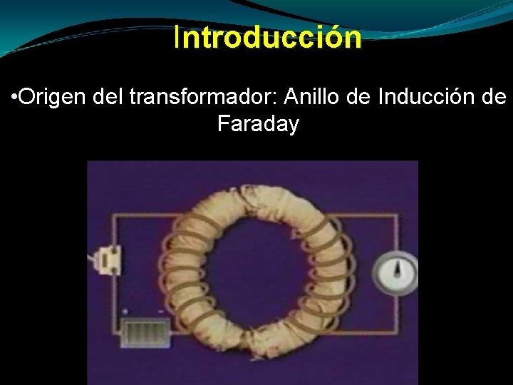 Introducción • Origen del transformador: Anillo de Inducción de Faraday 