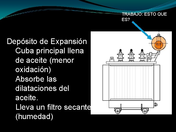 TRABAJO: ESTO QUE ES? Depósito de Expansión Cuba principal llena de aceite (menor oxidación)