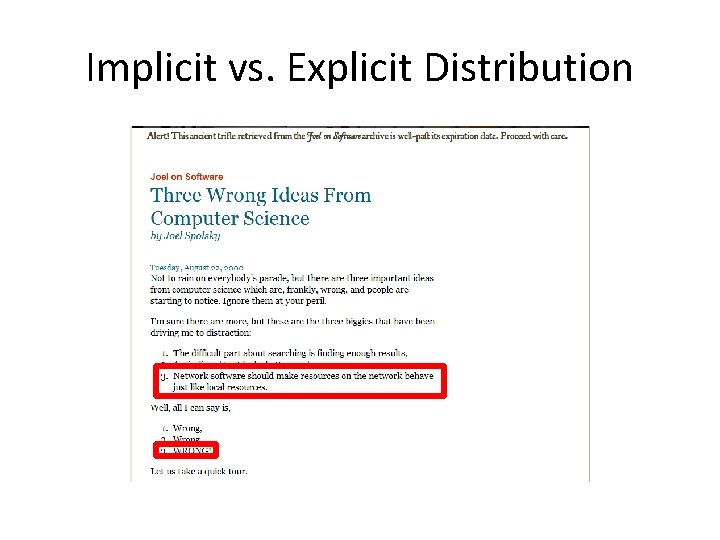 Implicit vs. Explicit Distribution 
