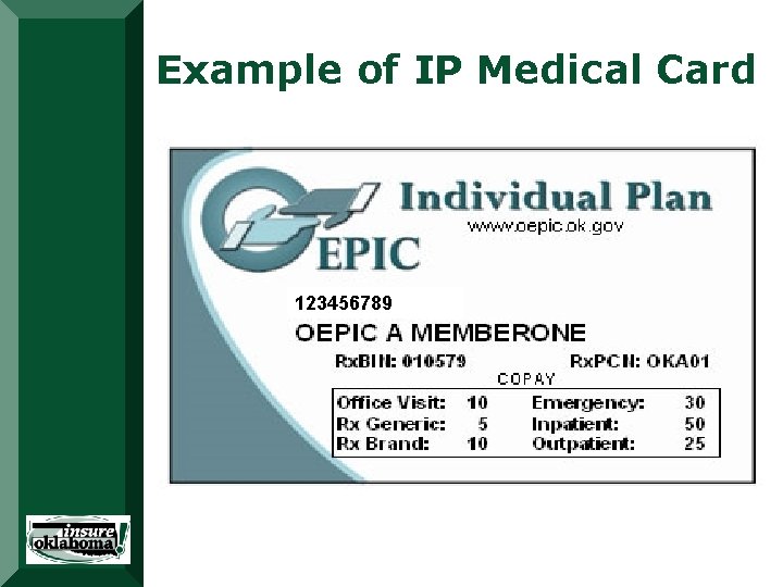 Example of IP Medical Card 123456789 Example of IP Medical Card 123456789