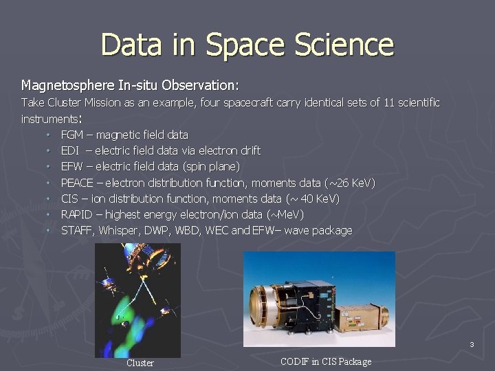 Data in Space Science Magnetosphere In-situ Observation: Take Cluster Mission as an example, four Data in Space Science Magnetosphere In-situ Observation: Take Cluster Mission as an example, four