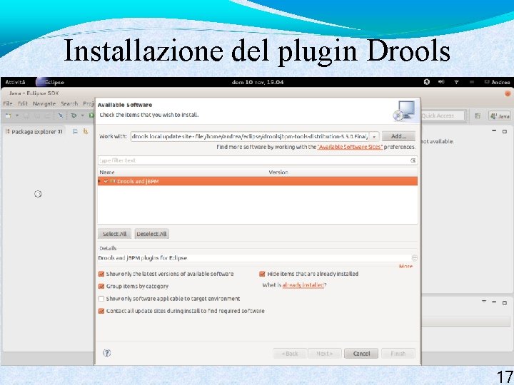 Installazione del plugin Drools 17 