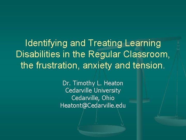 Identifying and Treating Learning Disabilities in the Regular Classroom, the frustration, anxiety and tension.