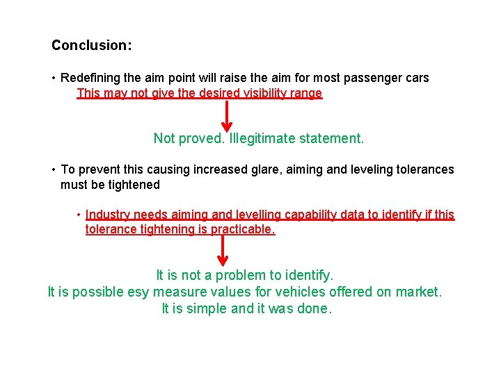 Conclusion: • Redefining the aim point will raise the aim for most passenger cars