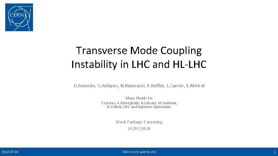Transverse Mode Coupling Instability in LHC and HL-LHC D. Amorim, S. Antipov, N. Biancacci,