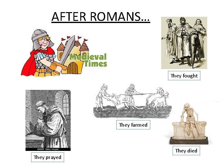 AFTER ROMANS… They fought They farmed They prayed They died 