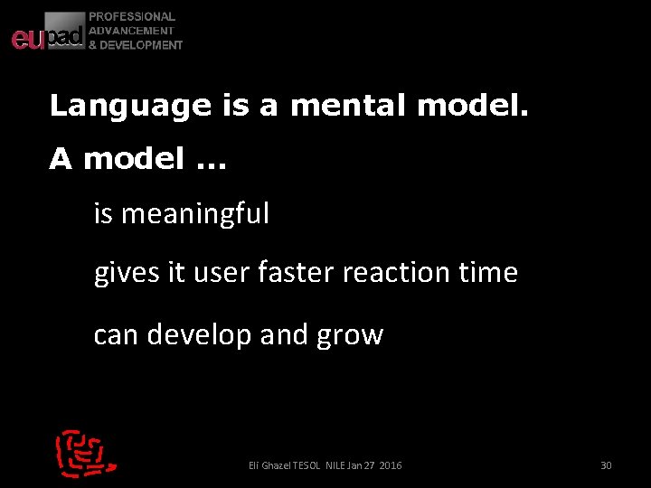 Language is a mental model. A model … is meaningful gives it user faster