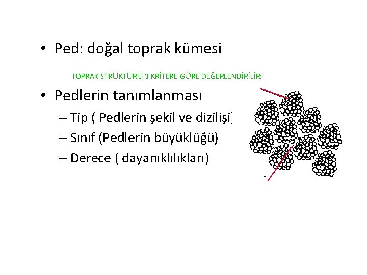 • Ped: doğal toprak kümesi TOPRAK STRÜKTÜRÜ 3 KRİTERE GÖRE DEĞERLENDİRİLİR: • Pedlerin • Ped: doğal toprak kümesi TOPRAK STRÜKTÜRÜ 3 KRİTERE GÖRE DEĞERLENDİRİLİR: • Pedlerin
