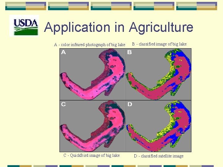 Application in Agriculture A - color infrared photograph of big lake C - Quick.