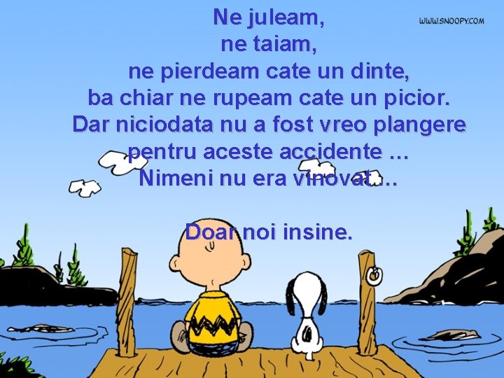 Ne juleam, ne taiam, ne pierdeam cate un dinte, ba chiar ne rupeam cate