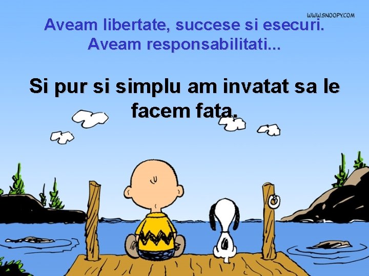 Aveam libertate, succese si esecuri. Aveam responsabilitati. . . Si pur si simplu am